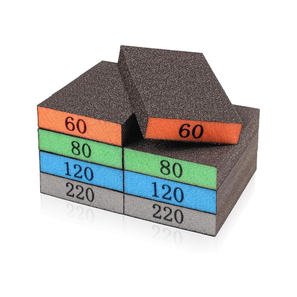 8 Pack Sanding Sponge, Washable And Reusable Sanding Blocks For Drywall Wood Metal Furniture, 60/80/120/220 Grit 6031532302953