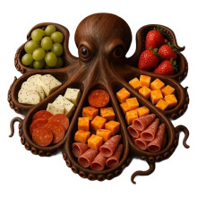 Octopus Charcuterie Platter, Animal Themed Cheese Bread Board, Novelty Serving Tray Board for Cheese Meats Fruit