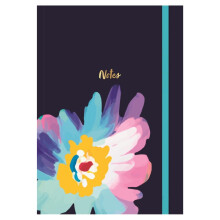 (Navy Floral) Quickdraw Supplies A5 Floral Notebook Journal with Elastic Closure