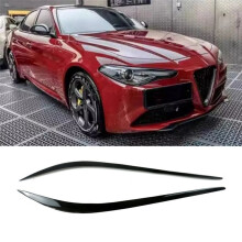 For Giulia 2015-2024 Glossy Black Car Headlight Eyelid Eyebrow Trim