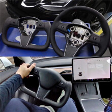 Yoke Steering Wheel Steering for Model 3 2017-2023 Model Y Steering Racing Custom Styling No Heating Side Hole