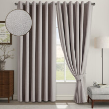 (90x90inch, Beige) 100% Blackout Linen Curtains 185GSM Triple Layer Technology