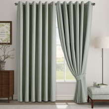 (90x90inch, Sage Green) 100% Blackout Linen Curtains 185GSM Triple Layer Technology
