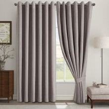 (66x90inch, Mocha) 100% Blackout Linen Curtains 185GSM Triple Layer Technology