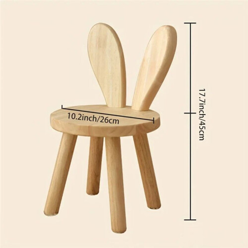 Small Board Stool, Cute Rabbit Ears Solid Wood Small Stool, Decorative Stool Children Chair 2
