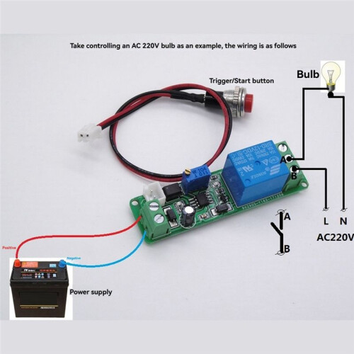 12V Instelbare Timervertraging UIT-Schakelmodule Tijdrelais Tijdschakelaar 1-10sec Vertraging Uitschakelmodule 1