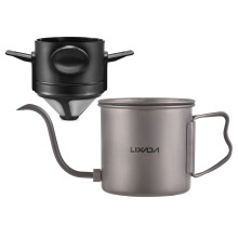 400ml Ti faltbarer Kaffeekessel mit ovale Spitze, Deckel & Filter