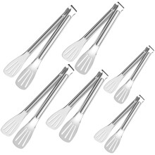6 Stück Servierzangen, Edelstahl-Buffetzangen, Bratzangen, Grillzangen für Lebensmittel, Salat, Brot, Kuchen, Küche