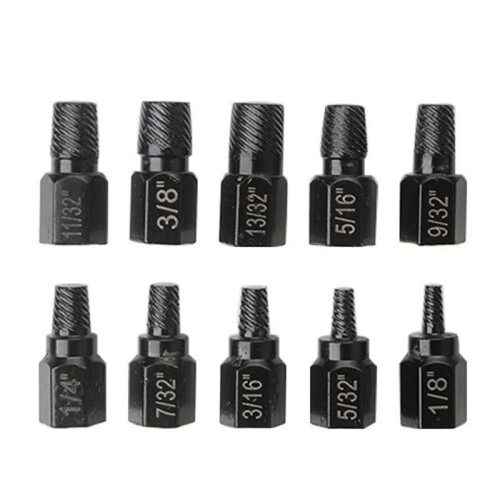 10Pcs Screw Extractor Kit Damaged Screw Remover Set Metal Easy Out Drill Bits Broken Bolt Stud Remover Multi-Spline