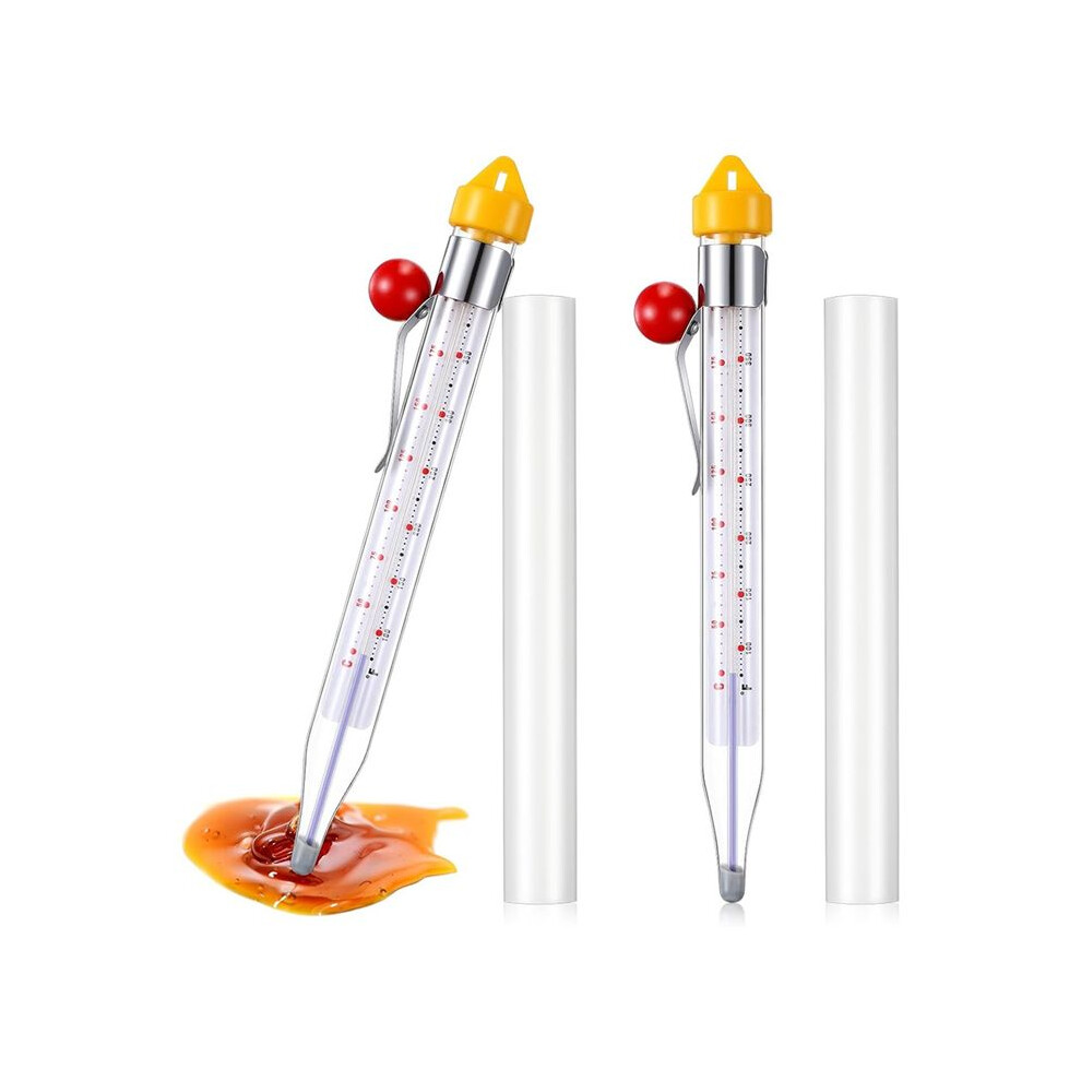 2Pcs Candy Thermometer with Pot Clip 8inch Deep Fry Oil Thermometer Instant Read Cooking Food Thermometers Sugar Syrup