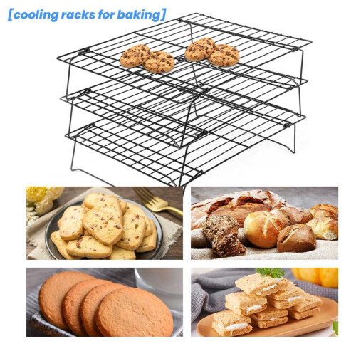 3 Layers Stackable Cooling Rack Metal Cake Cookie Biscuits Bread Cooling Rack Net Mat Holder Dry Cooler for Cooking 2