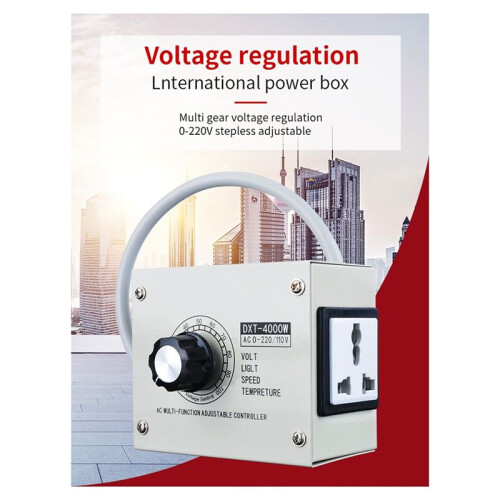 Adjustable Voltage Regulator 4000W SCR Adjustable Dimmer Speed Temperature Stepless Variable Speed Belt EU Plug 1