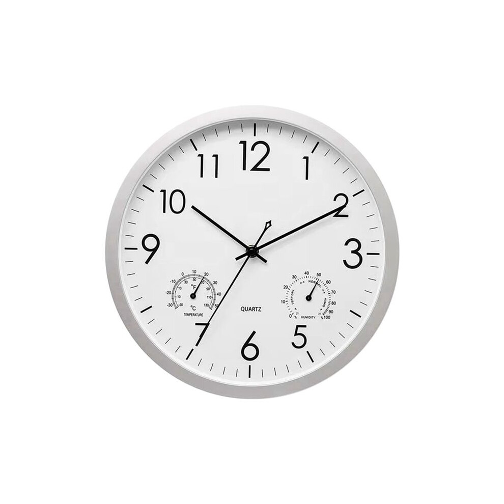 Decorative Round Outdoor Clock with Thermometer and Hygrometer Large Wall Clock Elegant Retro Silent Clock