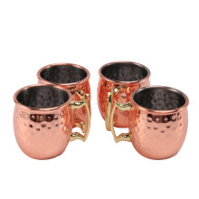 2-Ounce Rostfritt StåL Moscow Mule Mug Espresso-Minimuggar KopparpläTerade Mugg Shotmuggar Set med 4