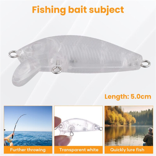 10 StüCk AngelköDer KöRper 5Cm 2.7G Unlackierte Crankbait Vib Minnow Wobbler Hard Bait Blank KöDer 1