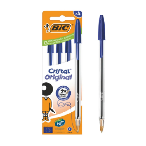 BIC Bic Cristal Ballpoint Pen Medium Blue (Pack of 4)