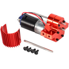 370 Brushed Motor+Alloy Heat Sink Gear Box Set with Steel Gears for WPL Henglong C14 C24 B14 B24 B16 B36 4X4 6X6 Upgraded Parts,Red
