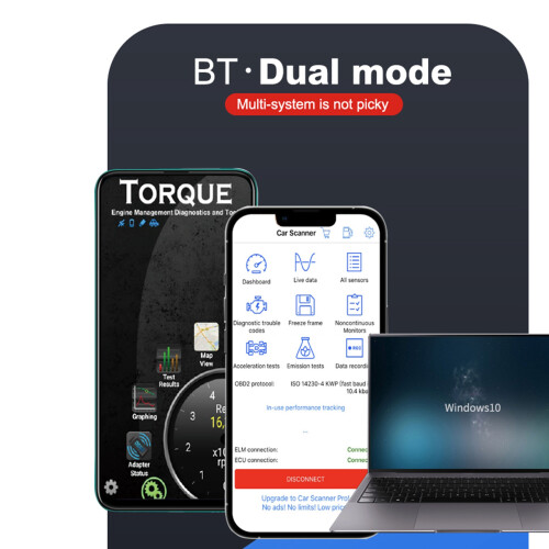 ELM327 V01B4 Code Reader and Scanning Tool for IOS and Android Standalone CAN Chip 9-16V Supports 9 Protocols