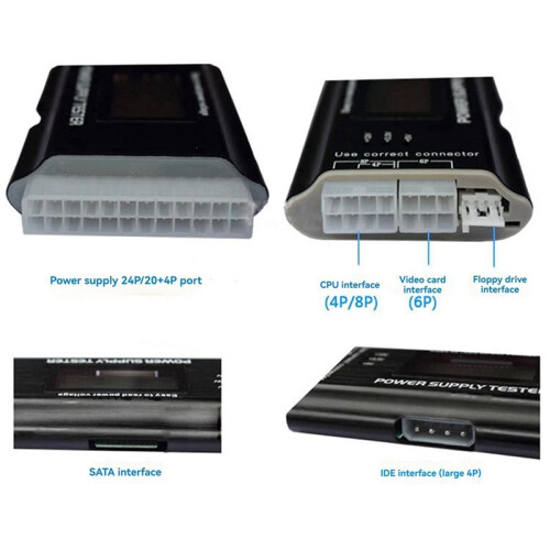 ATX Power Detection Tool Computer Host Power Tester Portable Metal Shell LCD Display Case Power Tester 1