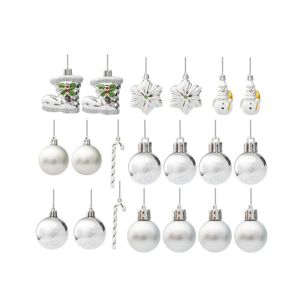 Silver Christmas Tree Decorations, Set Of 20 Atmospheric Reusable Silver Ornaments For Christmas, Easy To Suspend 6033193002760