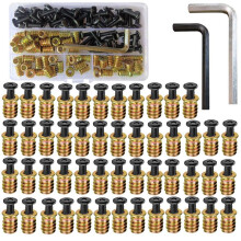 Porcas Roscadas M6 X 15 mm e Parafusos de Cabeça Chata M6 X 20 mm, Conjunto de 100 Peças para Montagem de Móveis