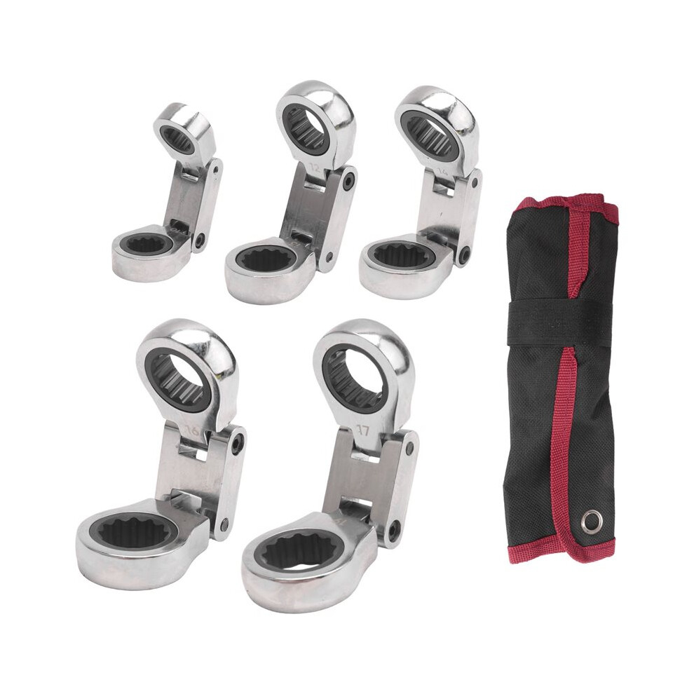 Stubby Wrenches Set, Flex- Ratcheting Wrench Set Double Box End Ratchet Wrench Metric 8-19Mm 5 Pieces 4712295138042