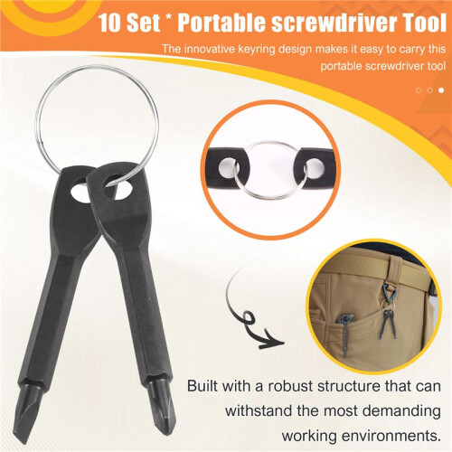 10 Set Portable Screwdriver Tool Outdoor EDC Multi-Function Tool Flat- Screwdriver Phillips Screwdriver Key Ring 2