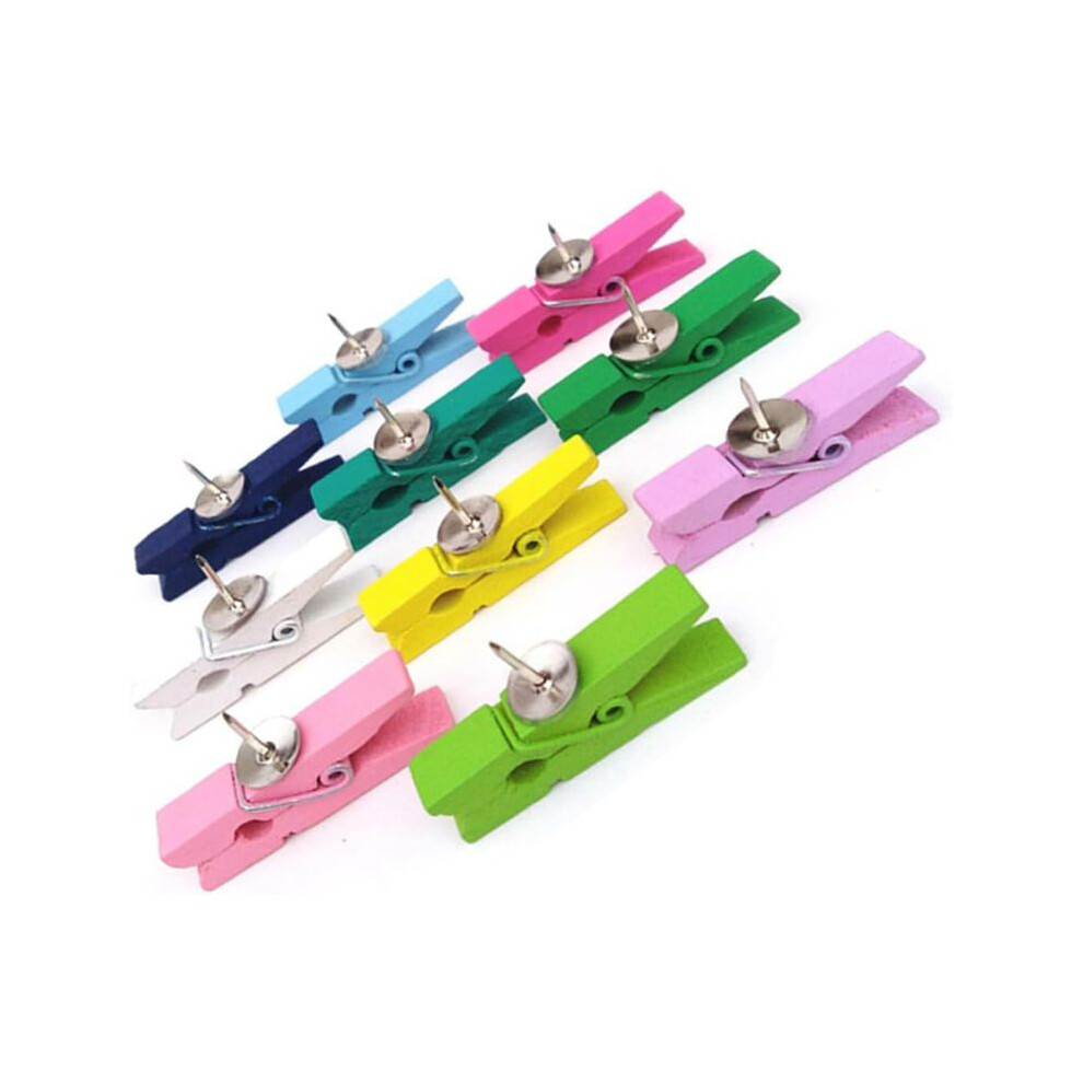 50Pcs Wooden Pushpins And Thumbtacks Decorative Paper Clips For Notes Photos And Cork Boards Random Colors 6031685211447