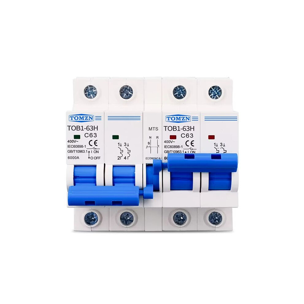 Tomzn Tob1-63H 63A 2P+2P Mts Ac Dual Power Manual Transfer Circuit Breaker Mcb 50Hz/60Hz 4713297511994