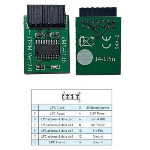 TPM2.0 Module 14 Pin for MSI LPC Interface TPM2.0 Security Module for Multi  Motherboards 2