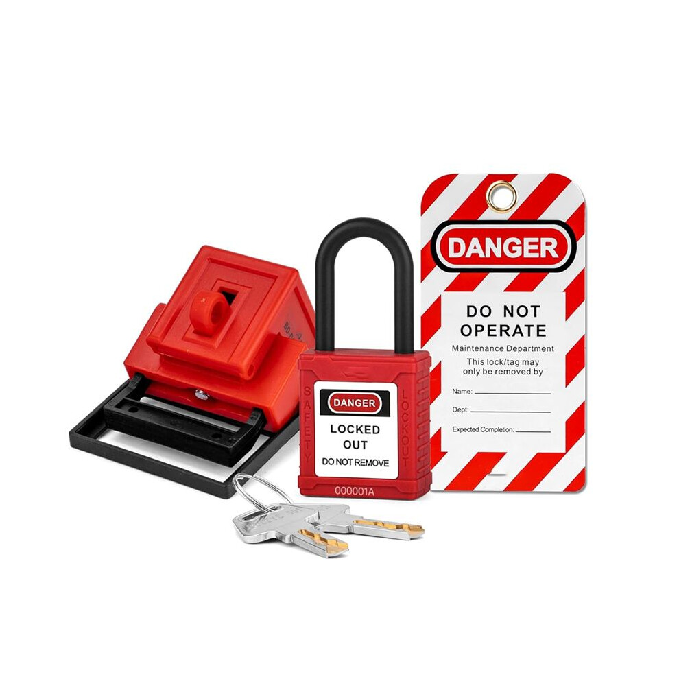 Medium Clip- Circuit Breaker Lockout Device With Lotopad Lock And Tag For 480/600V Clamp- Breaker Lock Out Tag Out B 6031271073077