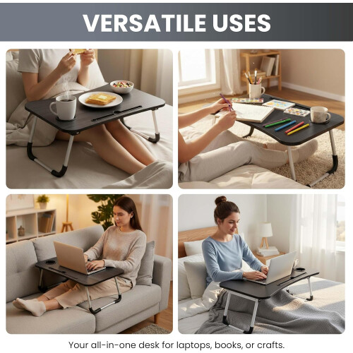 Laptop Table with Tablet Holding Slot Foldable Bed Tray 1