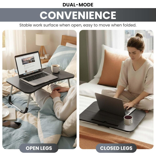 Laptop Table with Tablet Holding Slot Foldable Bed Tray 2
