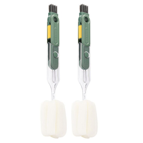 Use Multi-Function Cup Brush Five-In-One Sponge Cup Brush Cleaning Brush Insulation Cup Bottle Water Cup Brush Green