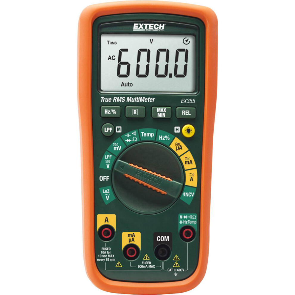 Extech Ex355 Multimeter Digital True Rms Cat Iii 600V Lo-Z Temp. 793950393550