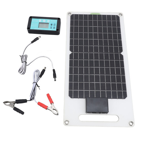 100A 12V/24V Solar Charge Controller with 50W Monocrystalline Panel & USB-C