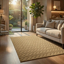 (60x110cm (2.0 x 3.6 ft), Zig Zag Mink) Carved Rug - Modern Non Slip Area Rugs for Bedroom and Living Room Carpet