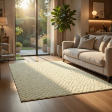 (80x150cm (2.6 x 4.9 ft), Hollow Square Cream) Carved Rug - Modern Non Slip Area Rugs for Bedroom and Living Room Carpet