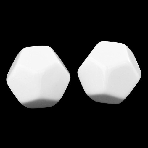 15 Pack 22MM Blank White Dice Set Acrylic Rounded D12 Dice Cubes for Game,Fun,DIY Sticker and Math Teaching 1