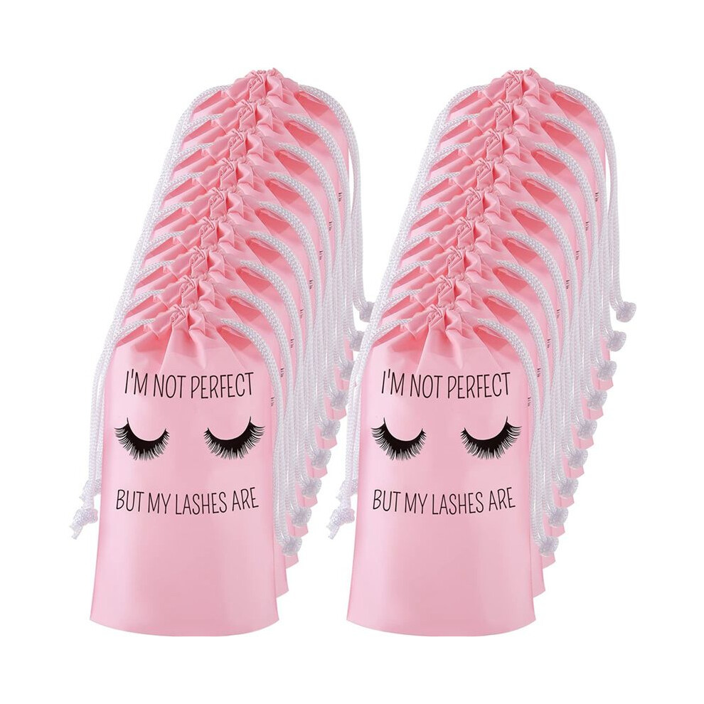 Black 50Pcs Lash Aftercare Bags Eyelash Packaging Plastic Makeup Bag Portable Toiletry Pouch For Women With Drawstring