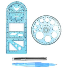 Multifunktionales Geometrisches Lineal, Geometrische Zeichenvorlage, Messwerkzeug, Entwurfslineale für das SchulbüRo mit Bleistift