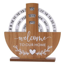 Calendário de Madeira Decoração de Varanda para Casa Decoração de Mesa de Escritório Manual Rotativo Calendário de Mesa Sweet House B