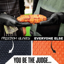Silicone Oven Mitt Gloves - Heat Resistant Bbq Gloves with Fingers for Grilling or Smoker Pit, Easy Clean
