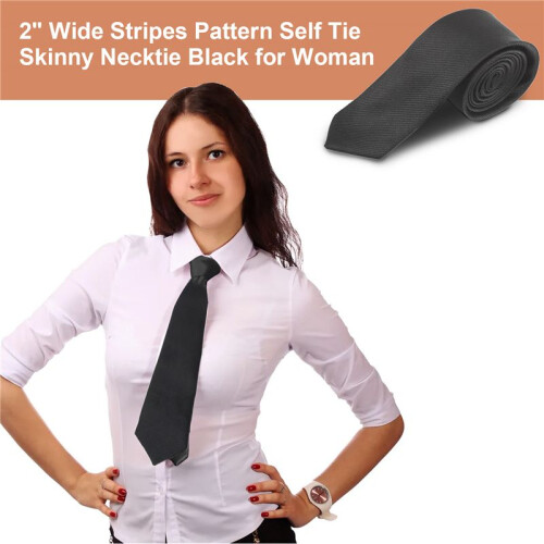 2 "Stripe a maglia nera leggermente leggiadramente cravatta nera per donna 1