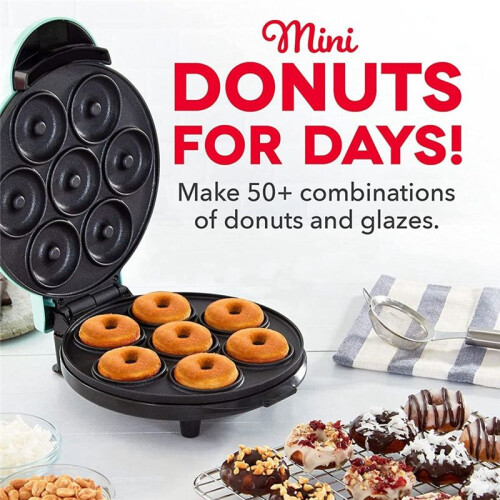 Electric Donut Maker Automatic Heating Egg Cake Bread Baking Machine 700W Kitchen Breakfast Makes 7 Donuts US Plug 2