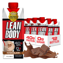 Lean Body Ready-to-Drink Chocolate Protein Shake, 40g Protein, Whey Blend, 0 Sugar, Gluten Free, 22 Vitamins & Minerals, LABRADA, 17 Fl Oz (Pack of 12