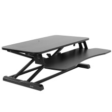 VIVO 32 inch Carbon Fiber Desk Converter, K Series, Height Adjustable Sit to Stand Riser, Dual Monitor and Laptop Workstation with Wide Keyboard Tray,