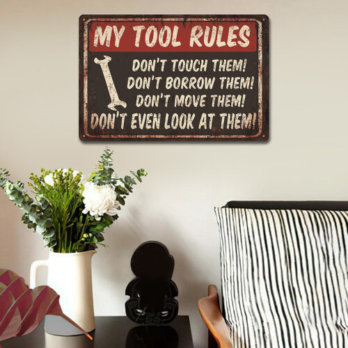 Vintage Tin Sign, Frameless Round Corners