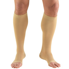 Truform 20-30 mmHg Compressiekous voor Heren & Dames, Kniehoogte, Open Teen, Beige, Groot
