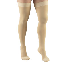 Truform 20-30 mmHg Compressiekousen voor Mannen en Vrouwen, Dijen Hoog, Dot Top, Gesloten Teen, Beige, Klein